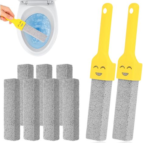9 Pcs Pierre Ponce WC, Blocs Brosse de Nettoyage en Pierre Ponce, Pierres de Nettoyage Remplaçable pour Anti-calcaire Nettoyante Toilette WC Salle de Bain Cuisine et Soins des Pieds + 2 Manches (1/5)