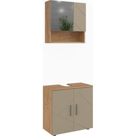 Meubles bain Irma, Chêne de force doré, 2 pièces, Vicco