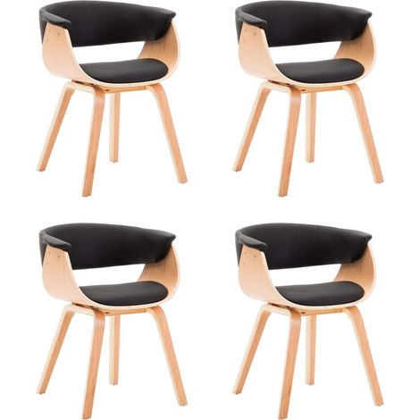 Maison Exclusive - Esszimmerstühle 4 Stk. Schwarz Bugholz und Kun (1/5)