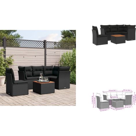 Salon de jardin 6 pcs avec coussins noir résine tressée - Ensemble Salon De Jardin - Meuble De Jardin - Mobilier Extérieur - Salon De Jardin Design - Fauteuil De Jardin (1/3)