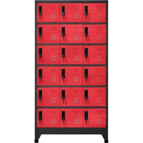 Armoire à casier Vestiaire Rangements Anthracite et rouge 90x40x180 cm Acier -69560 (1/5)