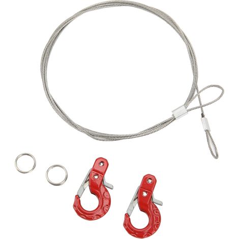 Lot de 2 crochets de remorque RC en métal, en alliage d'aluminium et d'acier, légers et compacts, pour SCX10, D90 et TRX4 (rouge). (1/5)