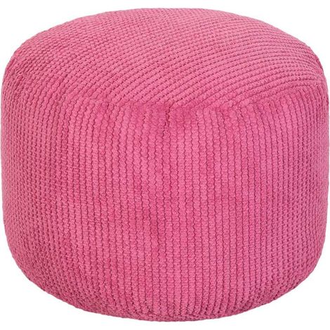 Loft 25 - Sitzsack-Fußhocker für das Wohnzimmer, runder Indoor-Cord-Pouf als Beinablage, ergonomisch geformter Pouf für den Wohnbereich, bequemer Pouf-Hocker - Rosa (1/5)