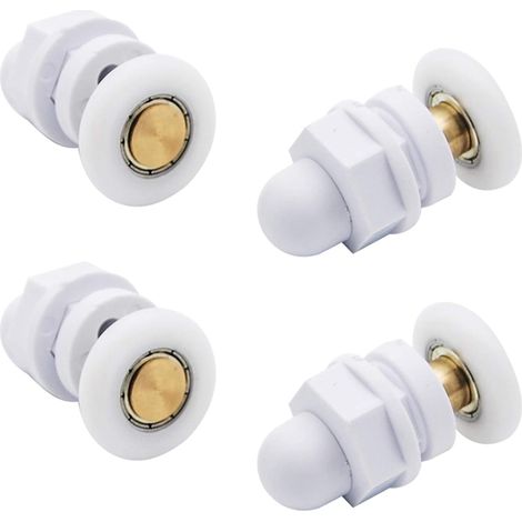 Shower Rollers, Wheel for Shower Door, Sliding Rollers, Shower Door Rollers, Brass, Shower Cabin Roller, Door, Door Wheel, Pulleys, Accessories, Hardware Tool, 4pcs (25mm) (1/4)