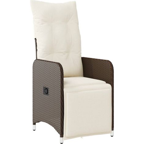 Maison Exclusive - Sedia Reclinabile da Giardino con Cuscini Marrone in Polyrattan
