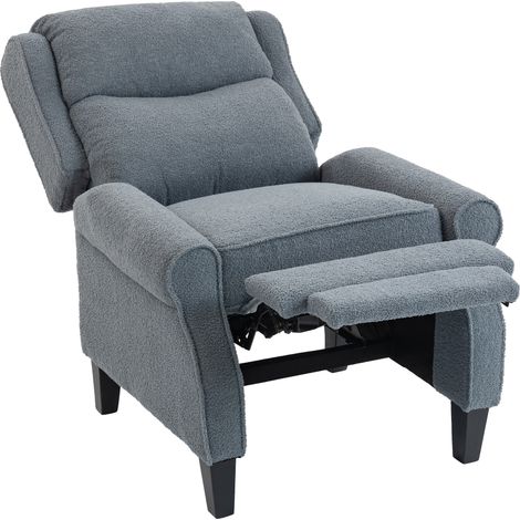 Fauteuil Relax Polaire Teddy Inclinable, Repose-Pied Extensible, Gris, pour Salon Détente Maison Intérieur Confort Doux Assise Repos (1/5)
