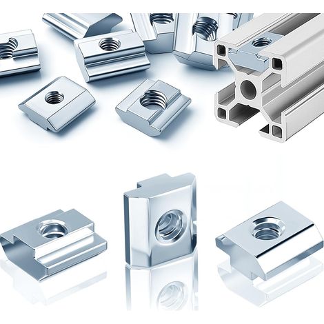 Lot de 30 rainures M8 Rainure 8, article M8 type B 40 x 40, écrou coulissant en T en acier au carbone pour 40 profilés en aluminium, fente d'extrusion, norme européenne (1/5)