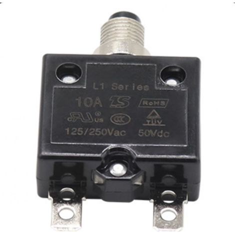 Disjoncteur Interrupteur Thermique de réinitialisation, 125-250V AC 50V DC Disjoncteur à Bouton-Poussoir de Protection Contre Les surcharges de Courant(10 ampères) (1/5)