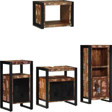 Badezimmermöbel-Set mit Regal 4 pcs Massives upgecyceltes Holz (1/5)