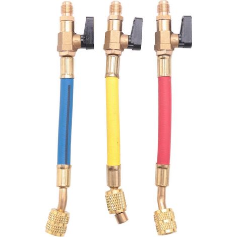Kit de 3 manomètres haute pression 800 psi pour climatisation et réfrigération (R134A, R410A, R22, R12). Tuyau de charge inclus. (1/5)