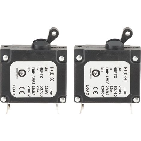 Disjoncteur de Génération Professionnel 23A 230V pour Groupes Électrogènes, 2 Pièces en Fer avec Interrupteur, Sécurité Améliorée, Dimensions Compactes (64x51x49mm) (1/5)
