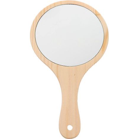 Miroir de maquillage portable avec manche en bois, miroir cosmétique de voyage créatif pour femmes-29.50X16.50X1.00CM (1/3)