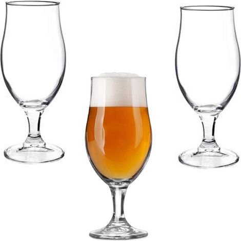 Bicchiere con piede in vetro per birra da 52 cl set da 3 da casa ristorante pub classici moderni e particolari (1/5)