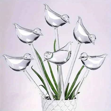 6 goutteurs pour plantes, arroseurs transparents en forme d'oiseau, boules d'arrosage automatiques en plastique, boules d'arrosage automatiques pour jardin intérieur et extérieur (1/5)