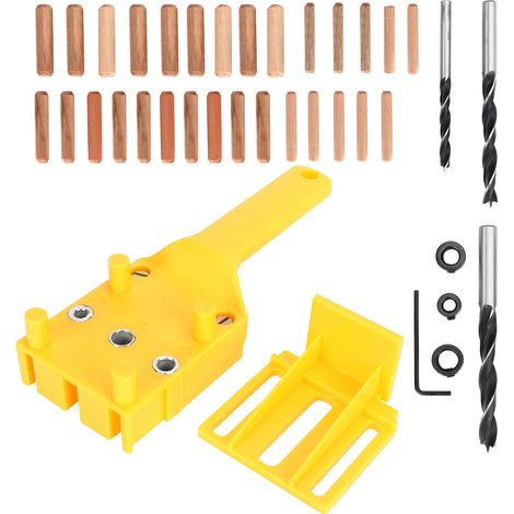 Lot de 38 pièces guide de perçage à bois ABS, gabarit de cheville et poinçon de poche pour menuiserie (1/5)