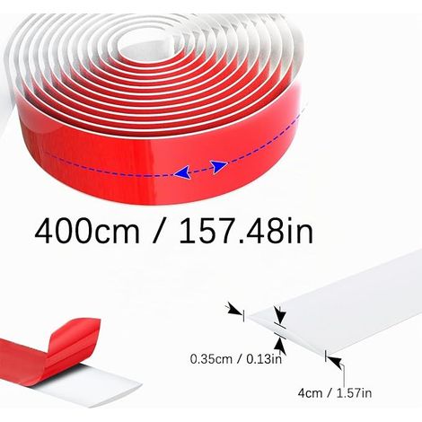 Barre de Seuil 4cmx4m Seuil de Porte Blanc PVC, Bande de Transition, Couvrir Espaces Entre Carrelage, Parquet, Sol, Tapis (1/4)