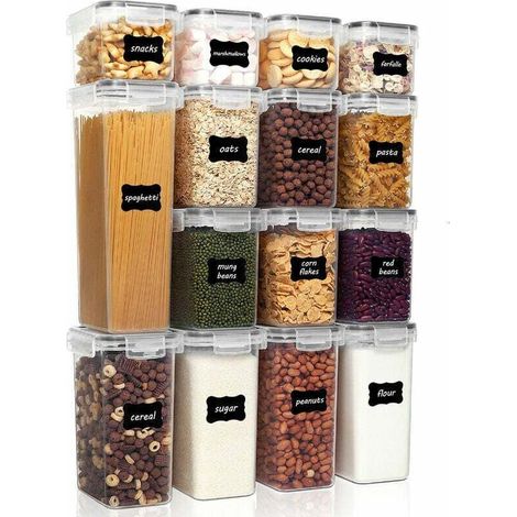 GABRIELLE Lot de 15 Bote Hermetiques Alimentaires Plastique, Boite Conservation Cuisine Avec Couvercle Pour Cereales (1/5)
