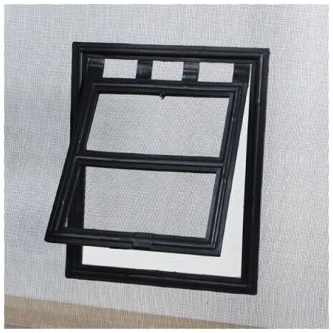 Chatière moustiquaire pour porte ou baie vitrée H29 cm x L24 cm noire (1/5)