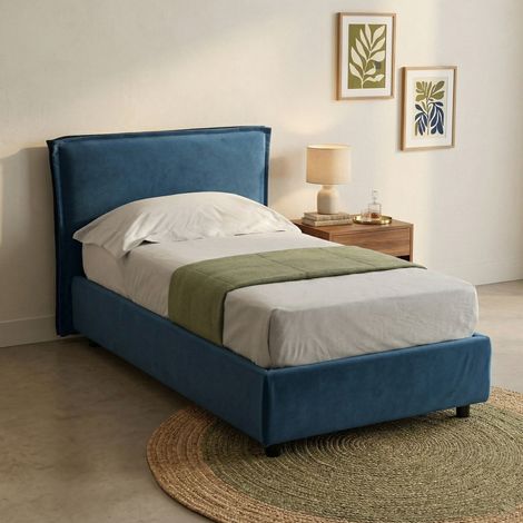 Einzelbett Atrelmo, Matratze inkl., abziehbar, Made in Italy, mit Bettkasten, blau (1/5)