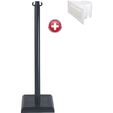 Poteau PVC Noir sur socle lesté 3kg avec support panneau - 2000512