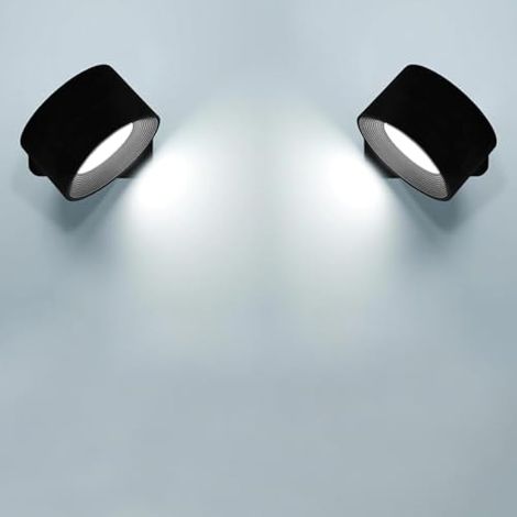 Applique Murale Interieur,2 Pack,Lampe Murale Touch LED avec Port de Charge USB Contrôle Tactile,3 Niveaux de Luminosité Rotatifs 360° Lampe de Chevet pour Chambre à Coucher(Noir) (1/5)