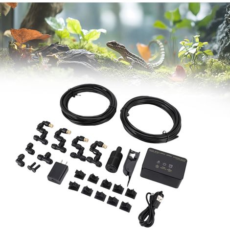 [Sistema de riego para reptiles] Sistema de riego para reptiles, 1-23 accesorios, manguera de 10 m, sistema de riego automático para terrarios con función de temporizador, boquillas de cobre, enchufe  (1/5)