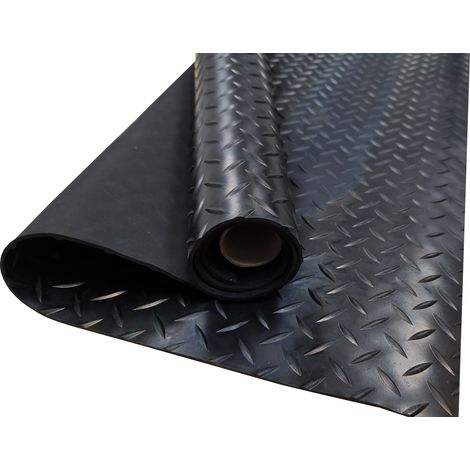 Suelo Goma 100% Caucho Suelo Caucho Suelo PVC Suelo Protector Diseño Estrias Negro Grosor 3MM 100X600CM