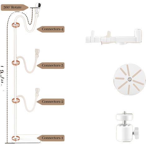 Soporte para cámara de bebé, rotación de 360°, altura ajustable, BLANCO (1/2)