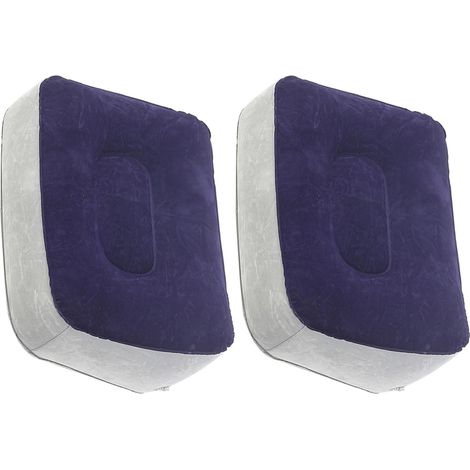 Oreiller Repose-Pieds Gonflable en PVC Revêtement Floqué, Design Étanche et Polyvalent, pour Bureau et Camping, Lot de 2 Pièces Confortables (1/5)