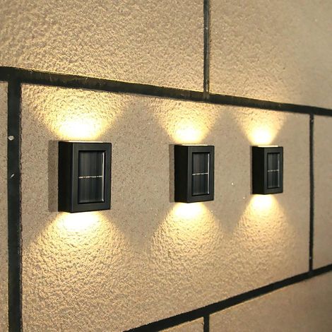 4er-Pack IP65 wasserdichte LED-Solar-Wandleuchten, dekorative Außenbeleuchtung für Hof, Treppe und Zaun (oben & unten) (1/5)