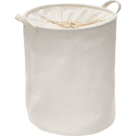 Panier à linge bouclette rond pliable 56l blanc - 5five