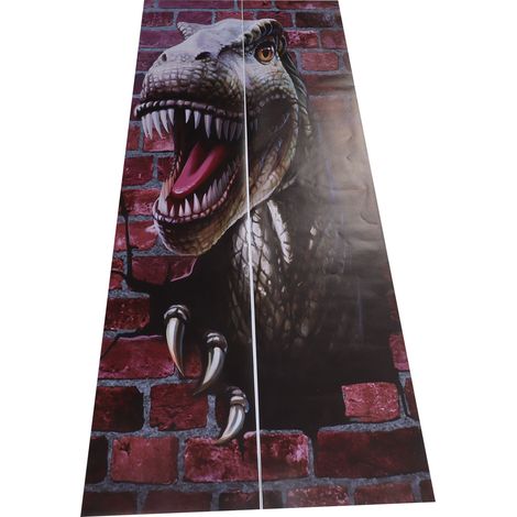 Lot de 2 autocollants de porte 3D auto-adhésifs, texture givrée concave et convexe, motif dinosaure, imperméables, pour la maison ou le bureau. (1/5)