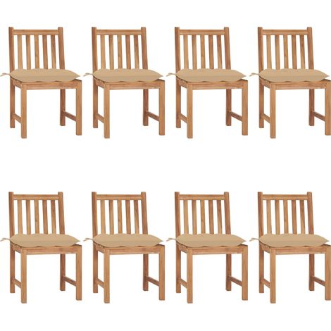 Gartenstühle 8 Stk. mit Kissen Massivholz Teak (1/5)