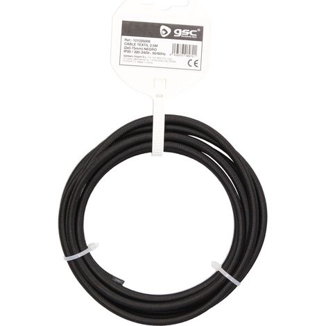Câble textile 2.5M (2x0.75mm) Noir