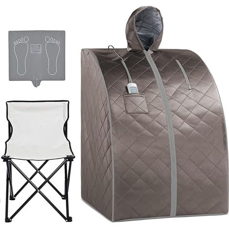 Kit de sauna portatif Sauna infrarouge personnel for la maison, tente de spa portative avec chapeau, chaise améliorée, coussin chauffant for la relaxation, la détox, le spa à la maison Tente de sauna (1/5)