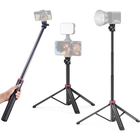MT-79 Handy-Stativ, 204 cm ausziehbarer Selfie-Stick aus Aluminium, Kamerastativ mit 180°-Winkelverstellung und 1/4"-Schraube für Smartphone-Videoleuchte (1/5)
