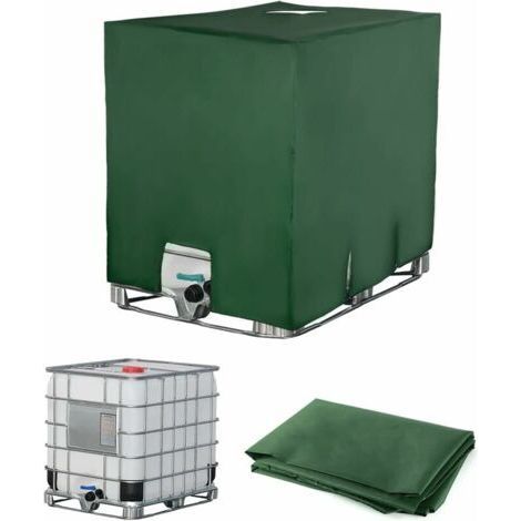 Tigrezy-IBC Couvercle de réservoir d'eau Anti-poussière Anti-UV, Housse de Protection, bâche de Protection, Convient pour réservoir IBC 1000 L (120 x 100 x 116 cm Vert) (1/5)
