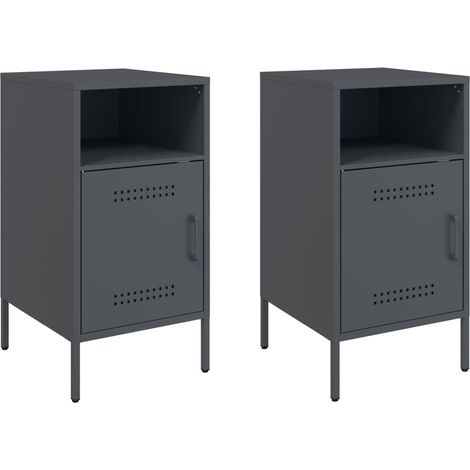 Maison Exclusive - Nachttische 2 Stk. Anthrazit 36x39x68 cm Stahl