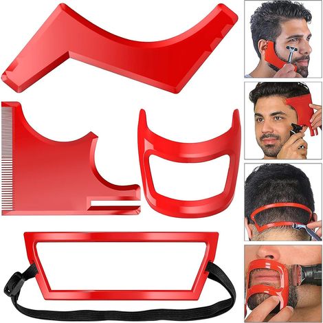 Kit de 4 outils de taille et de mise en forme de la barbe, gabarit de rasage pour la nuque, outil de coiffure et de soin pour hommes (1/5)