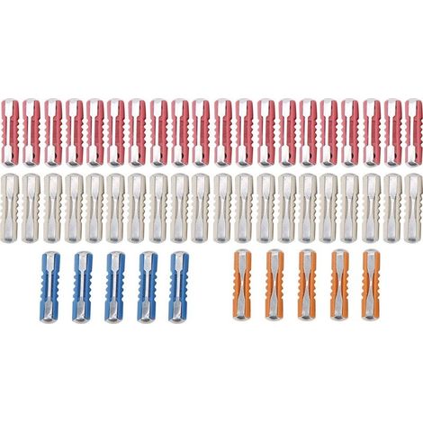 Kit de fusibles de voiture 5A 8A 16A 25A, ensemble européen en forme de torpille avec des performances stables, 50 pièces (1/4)
