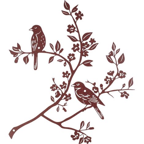 Deco Murale Metal Décoration Murale Métal Arbre Oiseau et Branches Décoration Murales pour Salon, Chambre à Coucher, Porche (1/5)