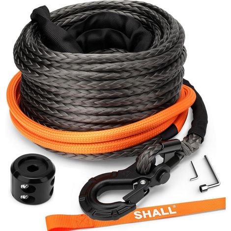 Synthetisches Windenseil 9mm x 28m, 11,5t, mit Haken & Schutzhülle (1/5)