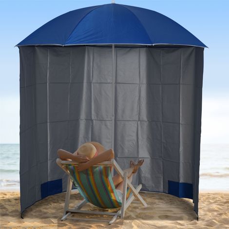 Parasol de Plage avec Paroi Latérale, Protection UV, Polyester, Bleu, 2,2 x 2,2 m (1/5)