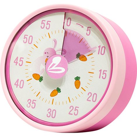 Minuteur magnétique visuel, compte à rebours de 60 minutes, minuteur mécanique de cuisine, minuteur de bureau pour enfants (rose) (1/5)