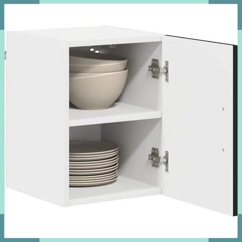 Armoire murale de cuisine - Kalmar - Noir - Bois d'ingénierie - 30 x 31 x 40 cm (1/5)