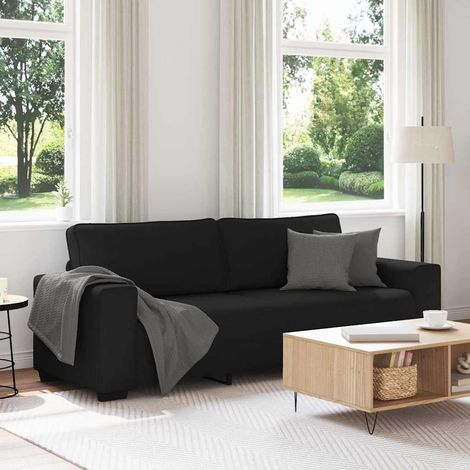 vidaXL Canapé à 3 places noir 220x77x82 cm tissu (1/5)