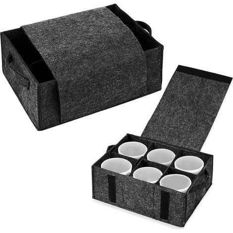 Portabicchieri per camper, spazio per 6 tazze, organizer da campeggio, contenitore per roulotte, barca, cucina mobile (1 pezzo, grigio scuro) (1/5)