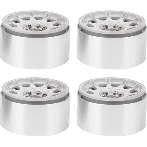 x 2,2 Zoll große Radnaben aus Aluminiumlegierung, kompatibel mit 1/10 RC Crawler-Autos TRX4, SCX10, 90046, D90 und TRX6 (silber). (1/5)