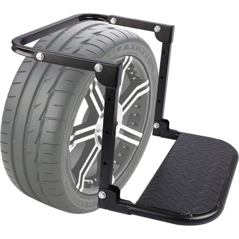 Marche de pneu pliable robuste pour camion, SUV et camping-car, montage de pneu réglable, noir, compatible avec pneus de 22,9 à 33 cm, capacité de 150 kg (1/5)