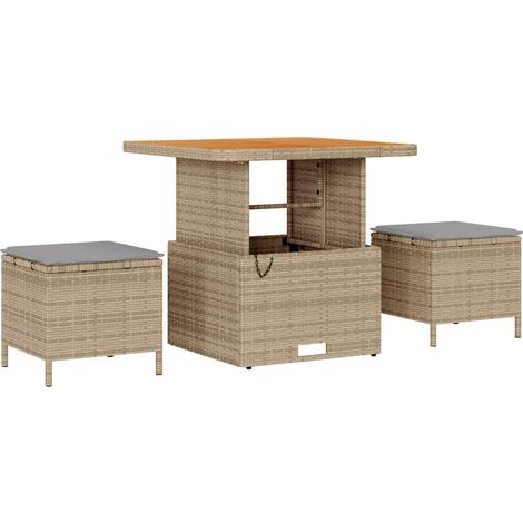 Maison Exclusive - Garten Essgruppe Beige Poly-Rattan